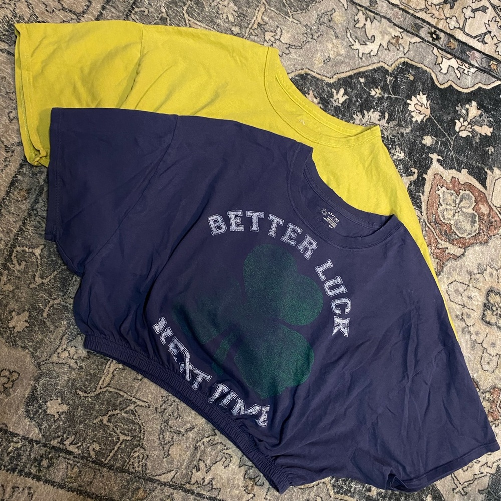 Aerie Yellow and Blue Crop Tops (x2)